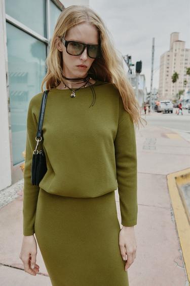 LONG KNIT JUMPER - Moss green by Zara - Image 1