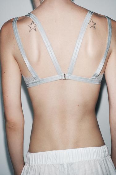 CONTRAST LACE BRALETTE - Blue / Grey by Zara - Image 2