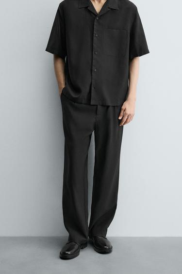 CALÇA RELAXED FIT PREGAS - Preto da Zara