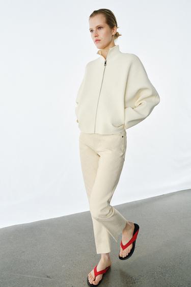 ZIP-UP KNIT CARDIGAN - Ecru by Zara