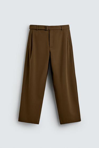 Zara PANTALONE OPUŠTENOG KROJA SA KAIŠEM – ulje