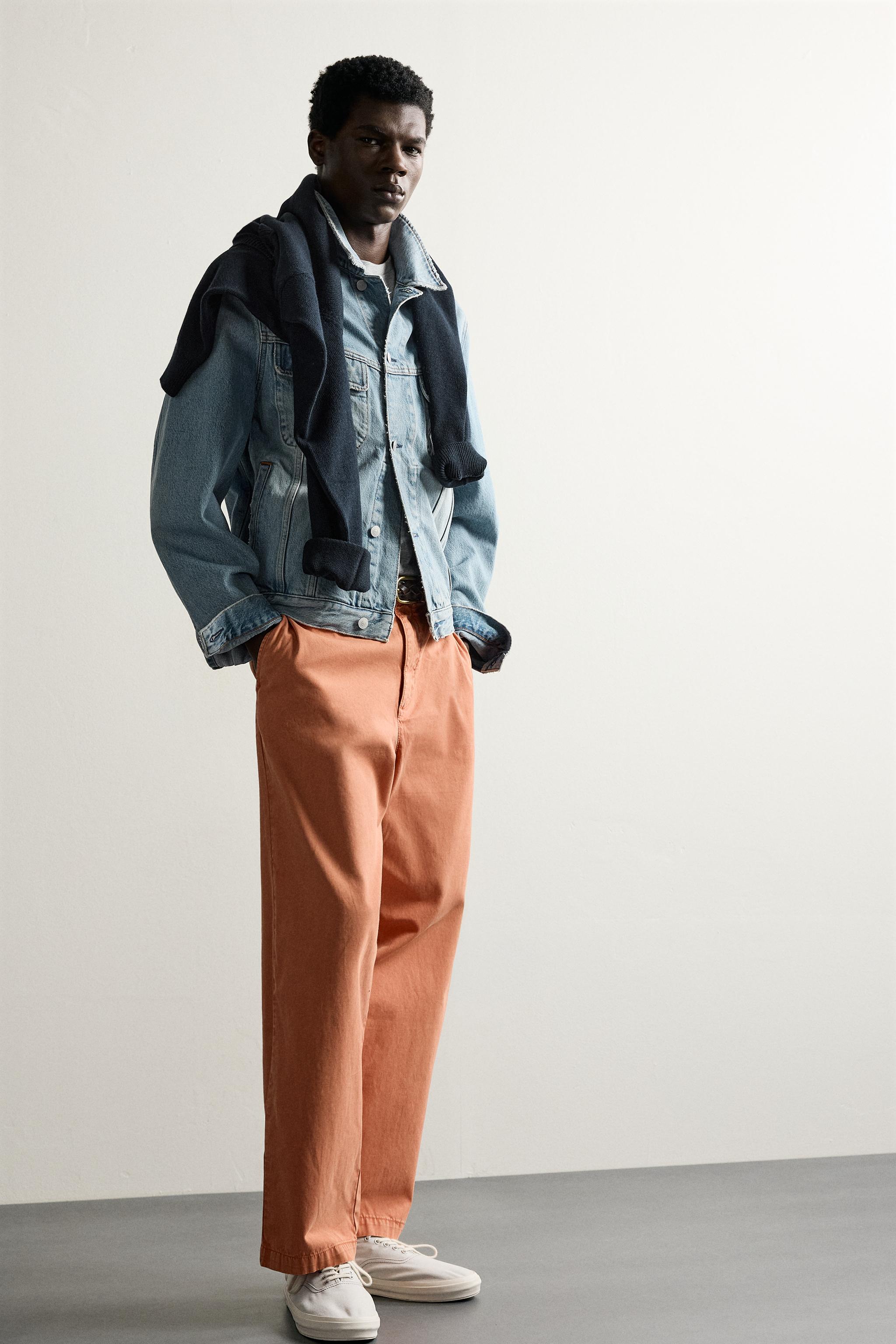 Zara YIKAMALI STRAIGHT FIT CHINO PANTOLON görsel 6