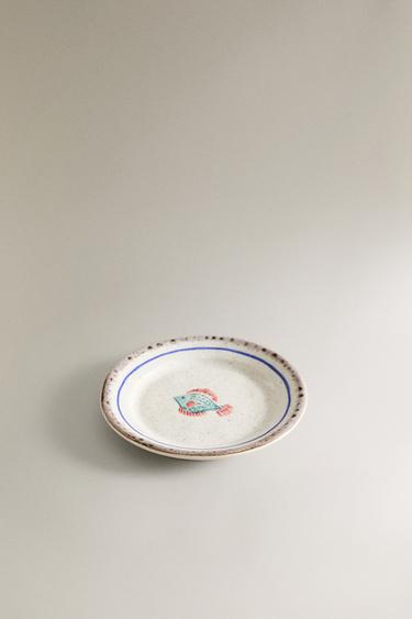 STONEWARE FISH SIDE PLATE - Blue/White by Zara - Image 1