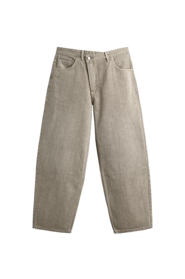 Zara HLAČE RELAXED FIT S PREKLOPNIM ZATVARAČEM – svijetlosiva