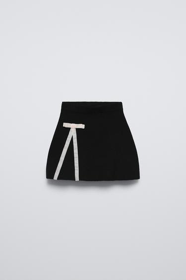 KNIT SKIRT WITH TIED DETAIL - Black by Zara