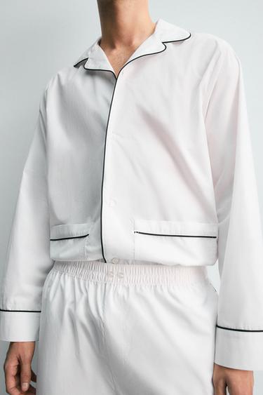 LIMITED EDITION PYJAMA SET WITH CONTRAST PIPING - White by Zara - Image 5