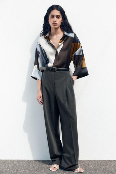 Zara ZW COLLECTION PLEATED PANTS - Mid-gray