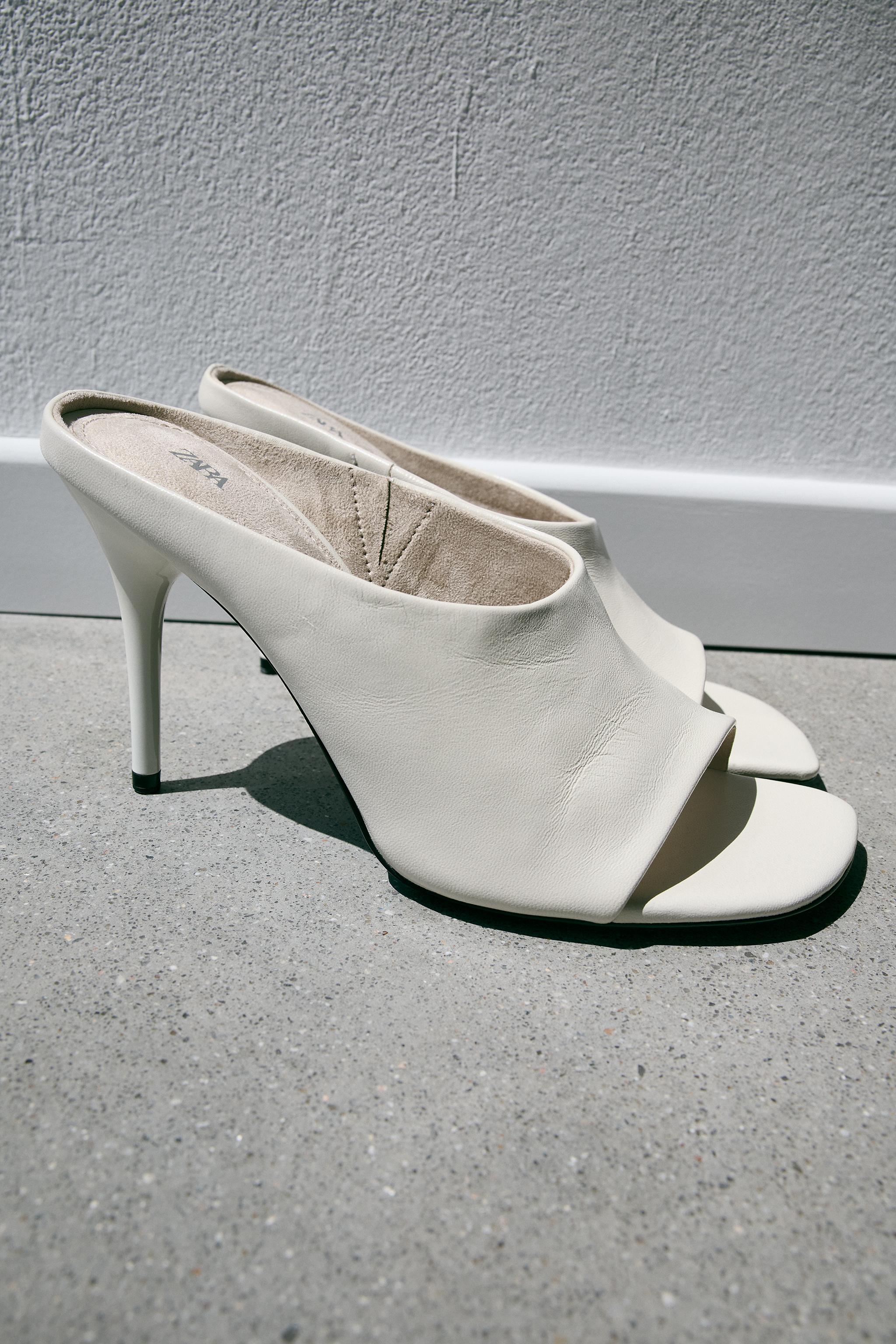 LEATHER HEELED SLINGBACK SHOES — white