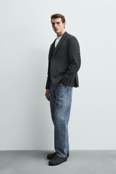 BLAZER EN PIED-DE-POULE BOUCLÉ - Gris anthracite de Zara - Image 3