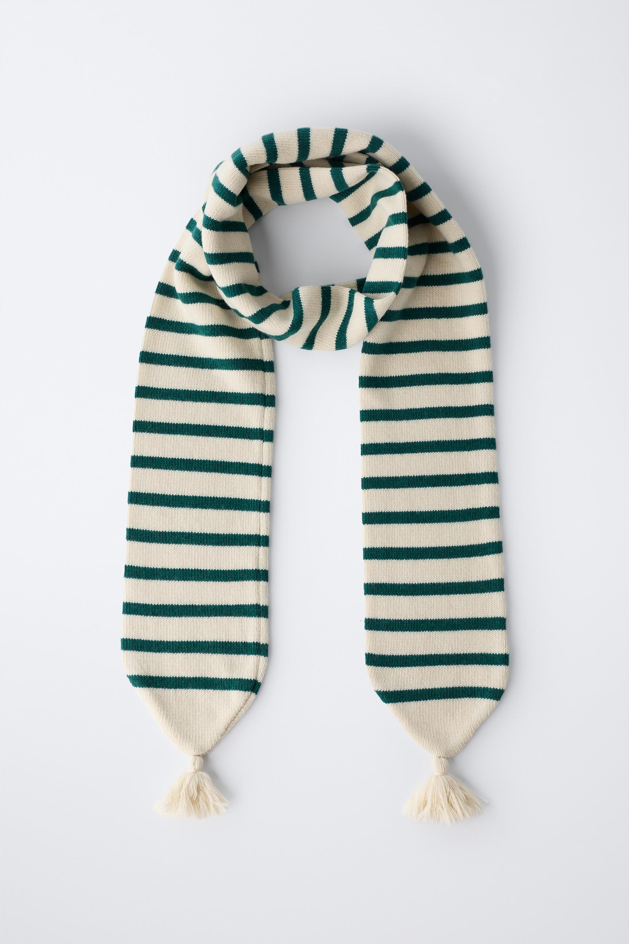KNIT STRIPED SCARF WITH WOOL