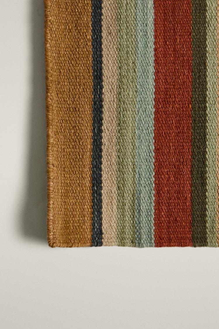 STRIPED COLORED AREA RUG — Multicolored