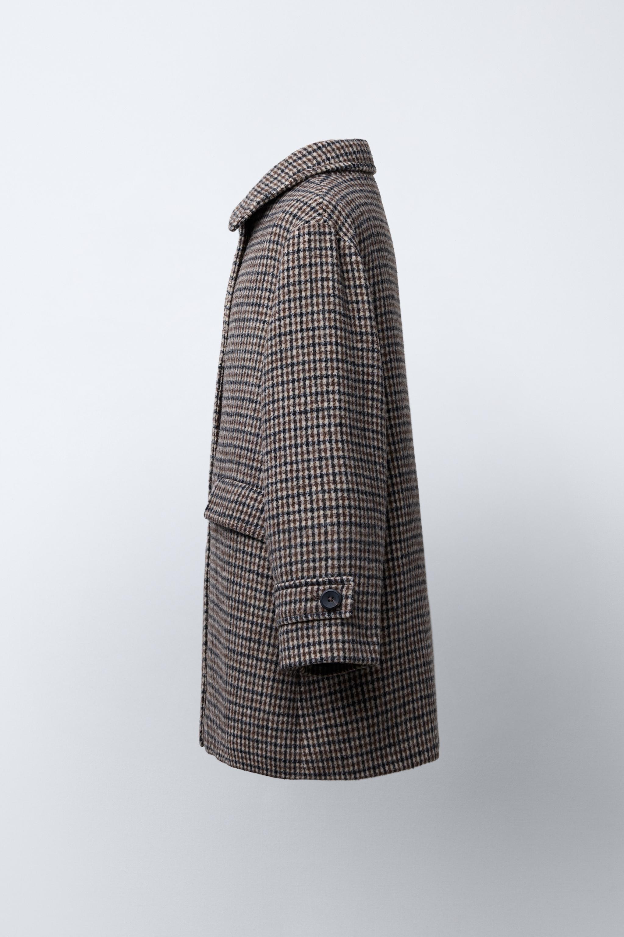 LONG PLAID WOOL BLEND COAT