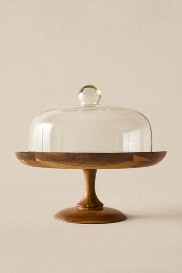 WOODEN CAKE STAND - Light beige by Zara
