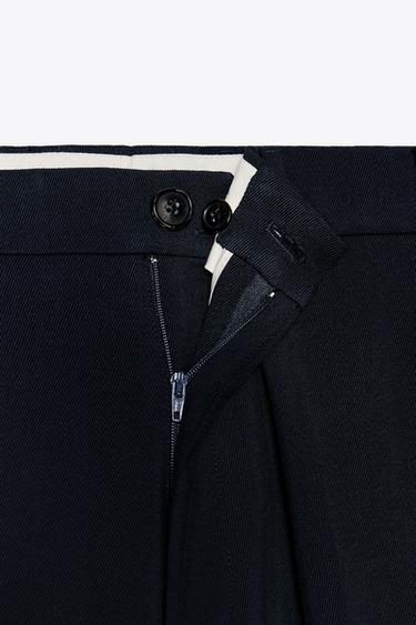 Zara ZW COLLECTION 100% WOOL PANTS - Navy blue
