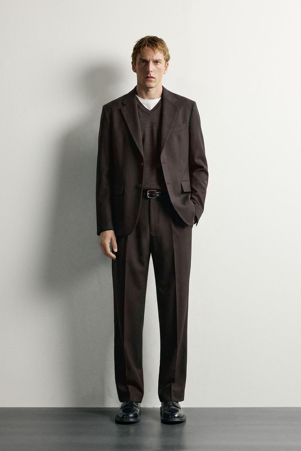 WOOL BLEND SUIT TROUSERS