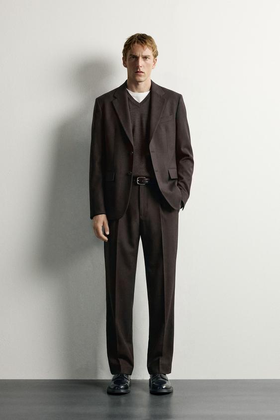 КОСТЮМНЫЕ БРЮКИ ИЗ СМЕСОВОЙ ШЕРСТИ — КОРИЧНЕВЫЙ от Zara — изображение 0