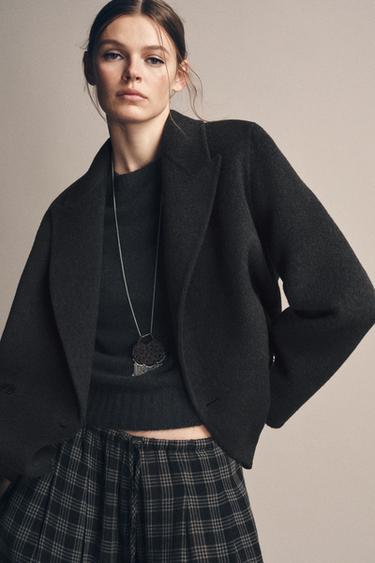 DOUBLE-BREASTED WOOL BLEND BLAZER ZW COLLECTION - Grey by Zara - Image 4