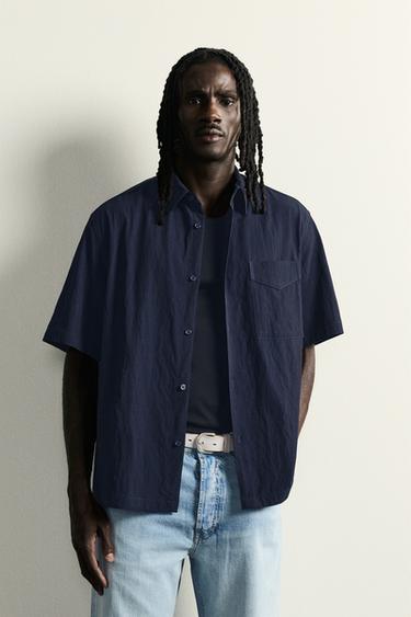 FLIESSENDES RELAXED-FIT-HEMD - Blau von Zara
