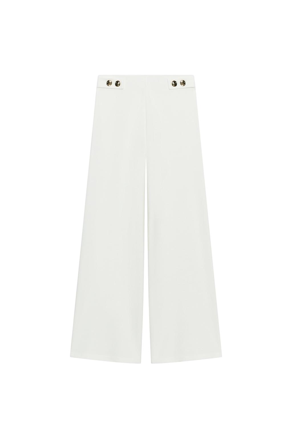 PIQU STRAIGHT LEG PANTS WITH BUTTONS