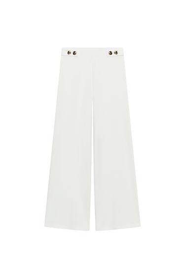 GERADE GESCHNITTENE PIQUÉHOSE MIT KNÖPFEN - Cremefarben von Zara