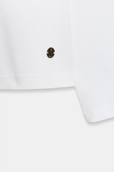 T-SHIRT À MANCHES LONGUES ÉTIQUETTE - Blanc de Zara - Image 7