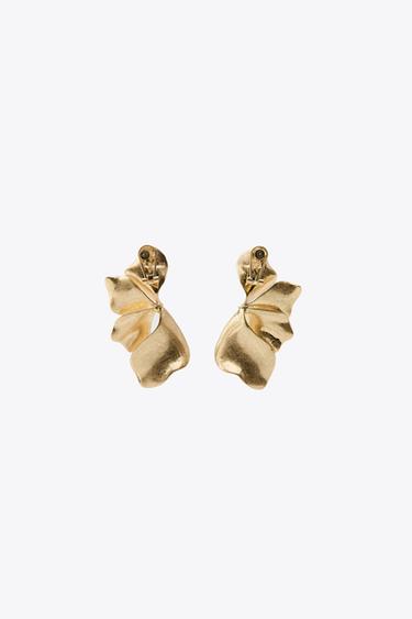 EMBOSSED FAN EARRINGS - Golden by Zara - Image 3