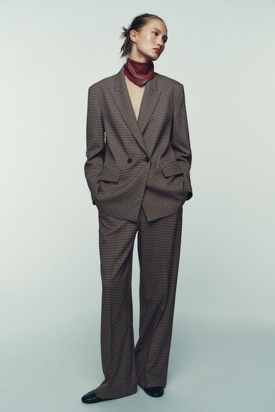 OVERSIZED PLAID DOUBLE-BREASTED BLAZER