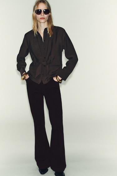 SHIRT WITH KNOTTED DETAIL - Brown by Zara