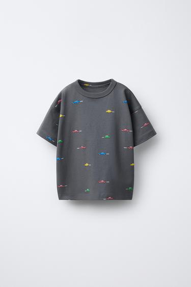 Zara CAR PRINT T-SHIRT - Anthracite grey