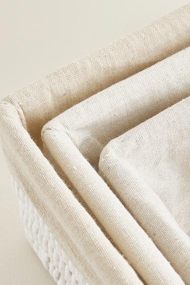CORBEILLE RECTANGULAIRE TISSU INTÉRIEUR - Blanc de Zara - Image 4