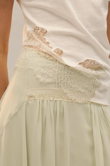 LIMITED EDITION ASYMMETRIC LACE T-SHIRT - Ecru by Zara - Image 2