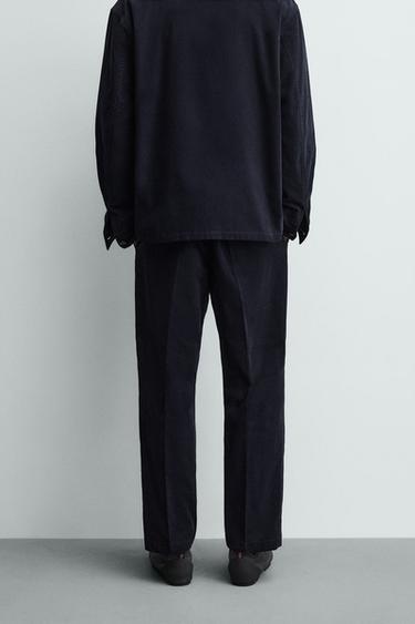 PANTALON REGULAR FIT EN VELOURS CÔTELÉ LÉGER - Bleu de Zara - Image 2