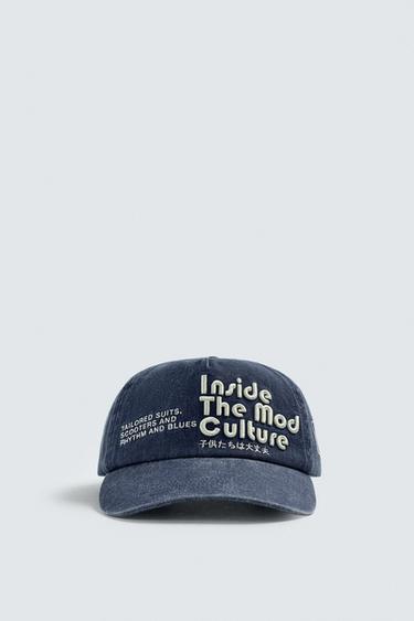 EMBROIDERED SLOGAN CAP - Navy blue by Zara - Image 1