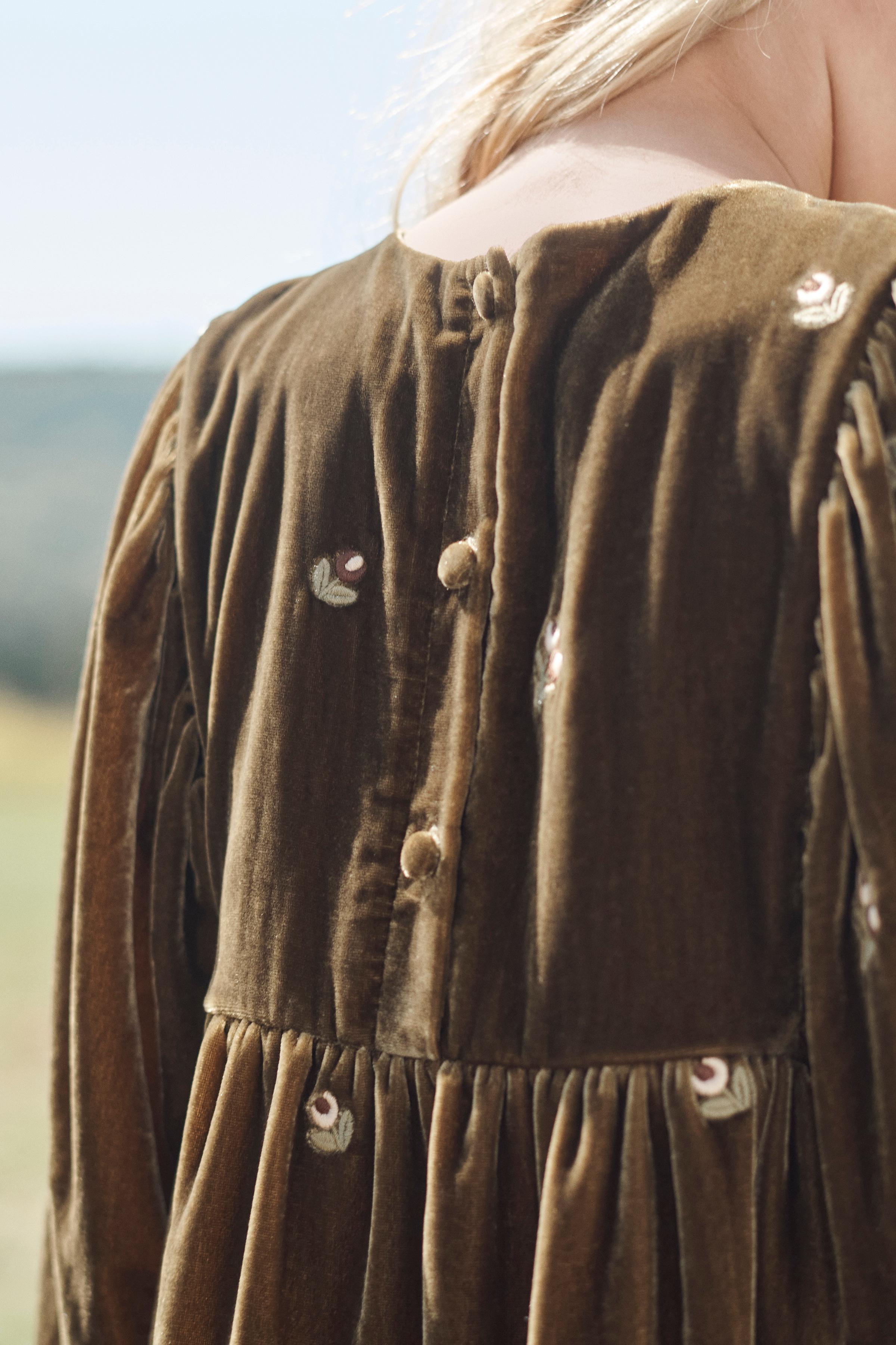 LIMITED EDITION EMBROIDERED FLORAL VELVET DRESS