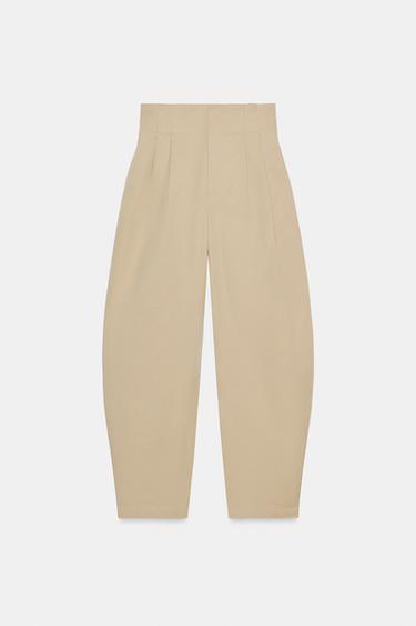 BALLOON PAPERBAG TROUSERS - Light camel by Zara - Image 3