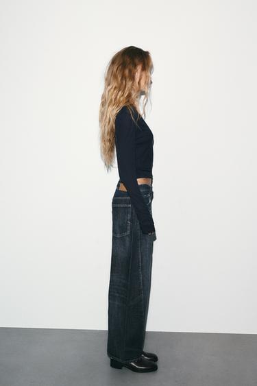 JEANS TRF BAGGY BARREL TAILLE NORMALE - Bleu marine de Zara - Image 3