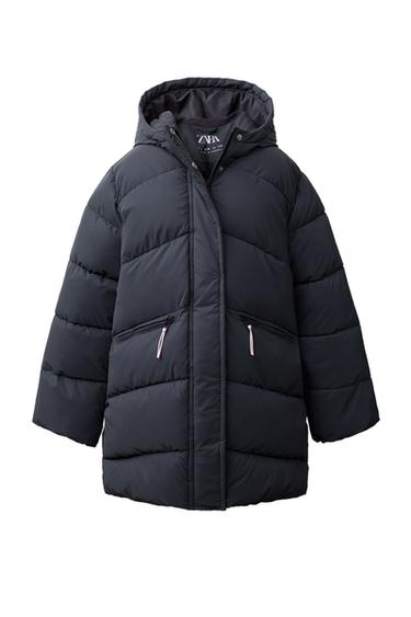 RUBBERISED WATER-RESISTANT QUILTED COAT - Anthracite grey by Zara