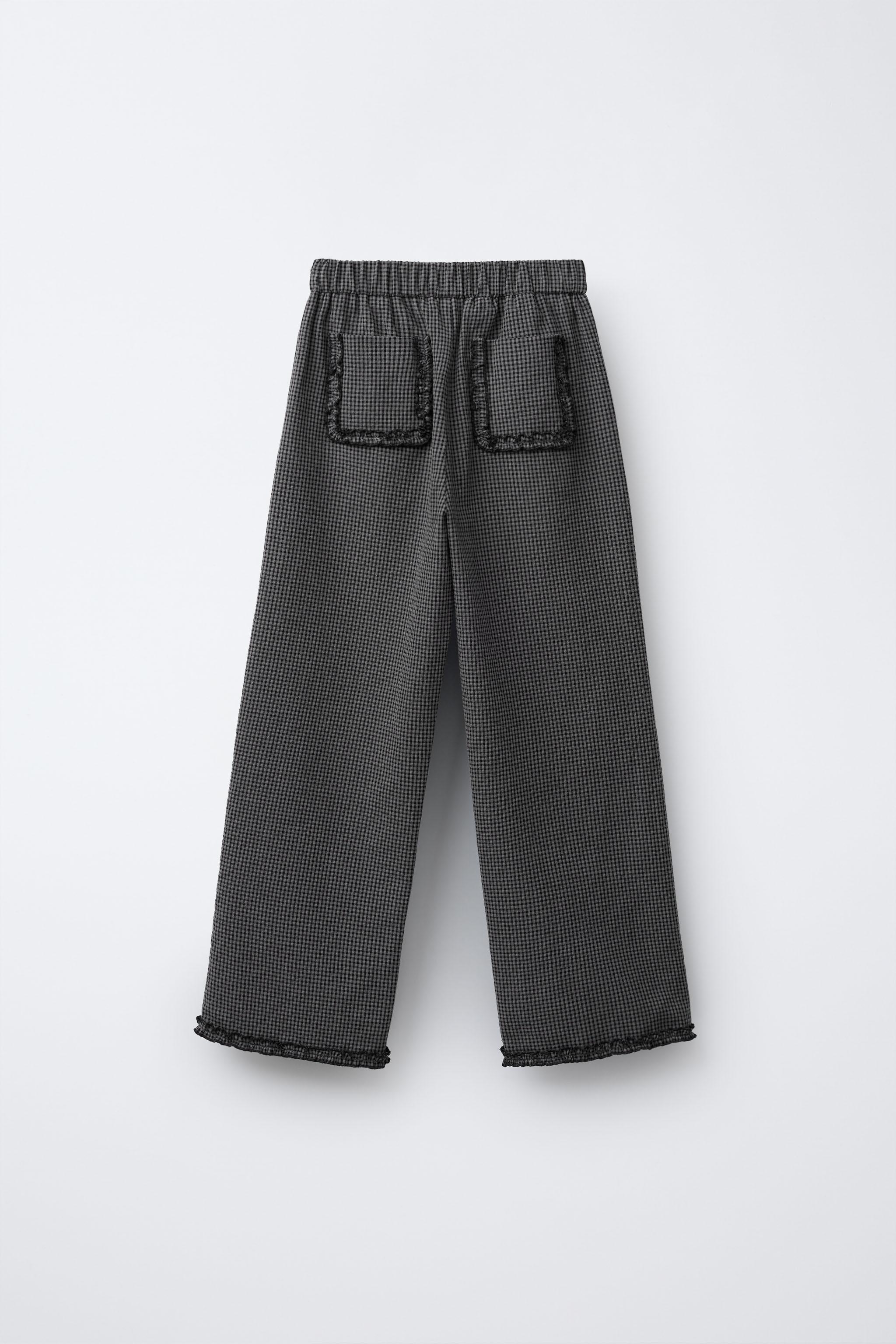 GINGHAM CHECK TROUSERS WITH RUFFLES - Anthracite grey | ZARA South