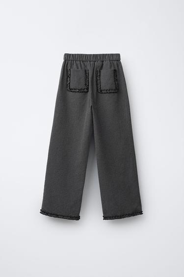 GINGHAM CHECK TROUSERS WITH RUFFLES - Anthracite grey by Zara - Image 1