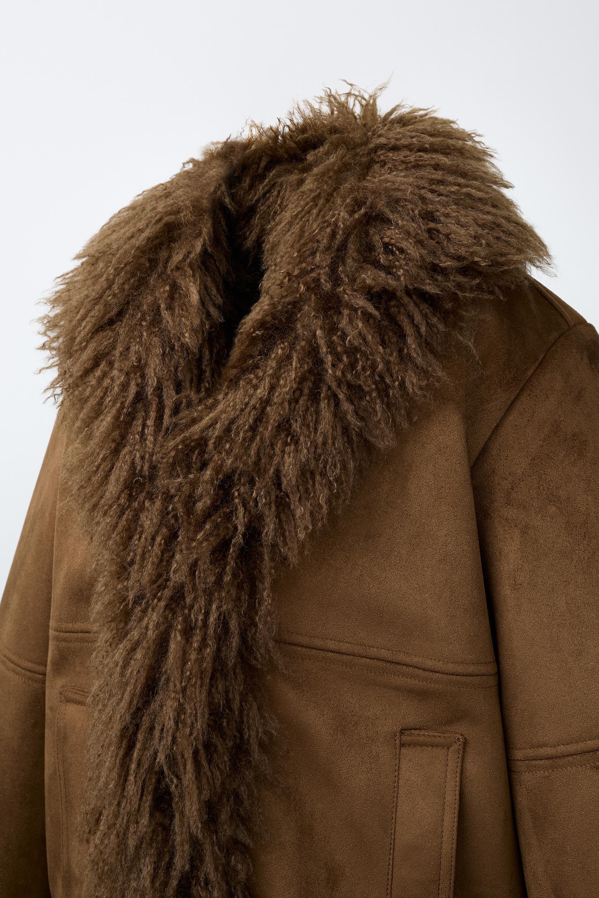 FAUX-SUEDE FAUX-FUR JACKET