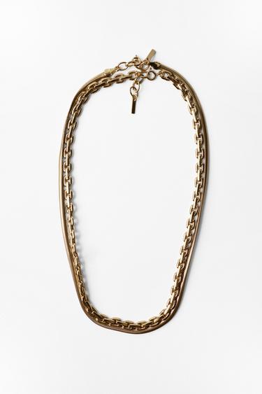 PACK OF 2 MESH CHAIN NECKLACES - Golden by Zara