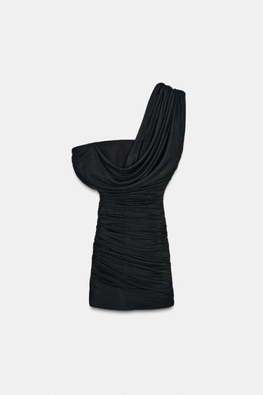 Zara 網紗水鑽短洋裝 - 黑色