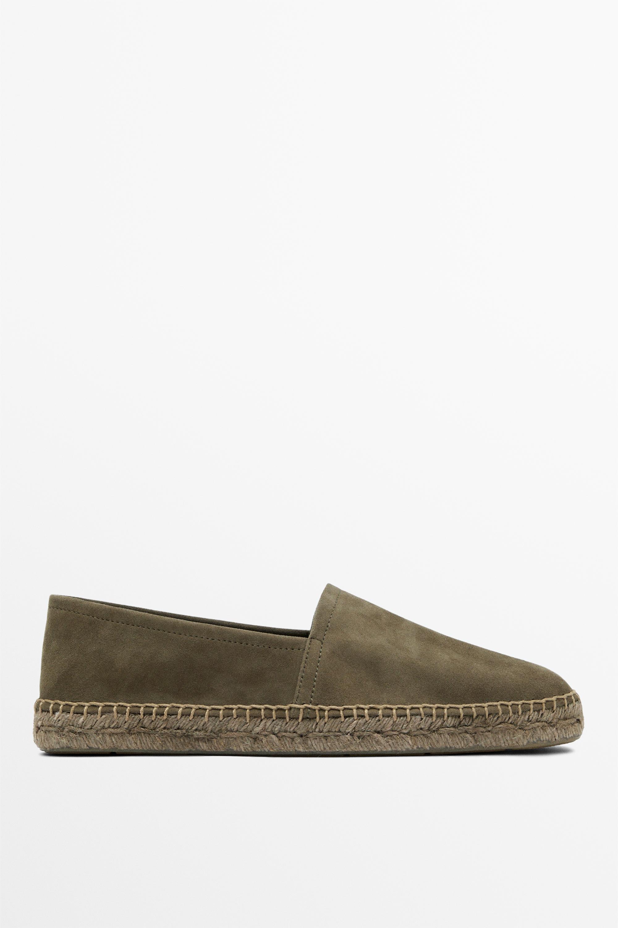 Leather espadrilles — Khaki Green