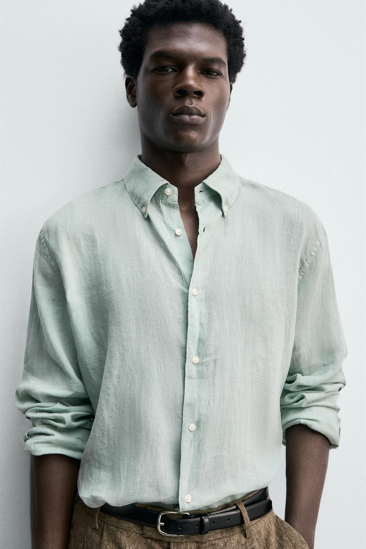 Camisa de lino 100% corte regular 5