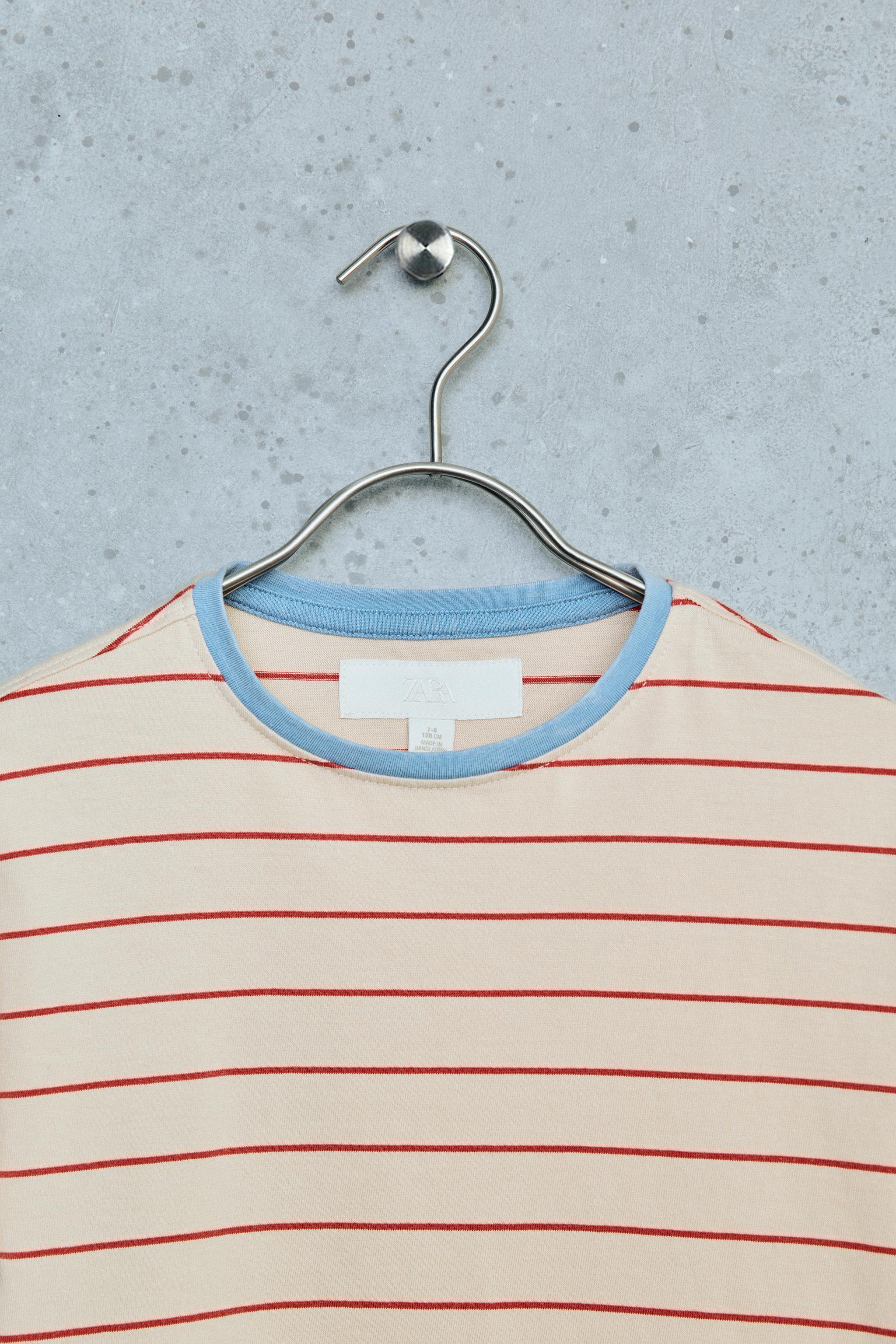 Детские футболки Zara STORIESZ - WASHED-EFFECT CONTRAST NECK T-SHIRT — фото 4
