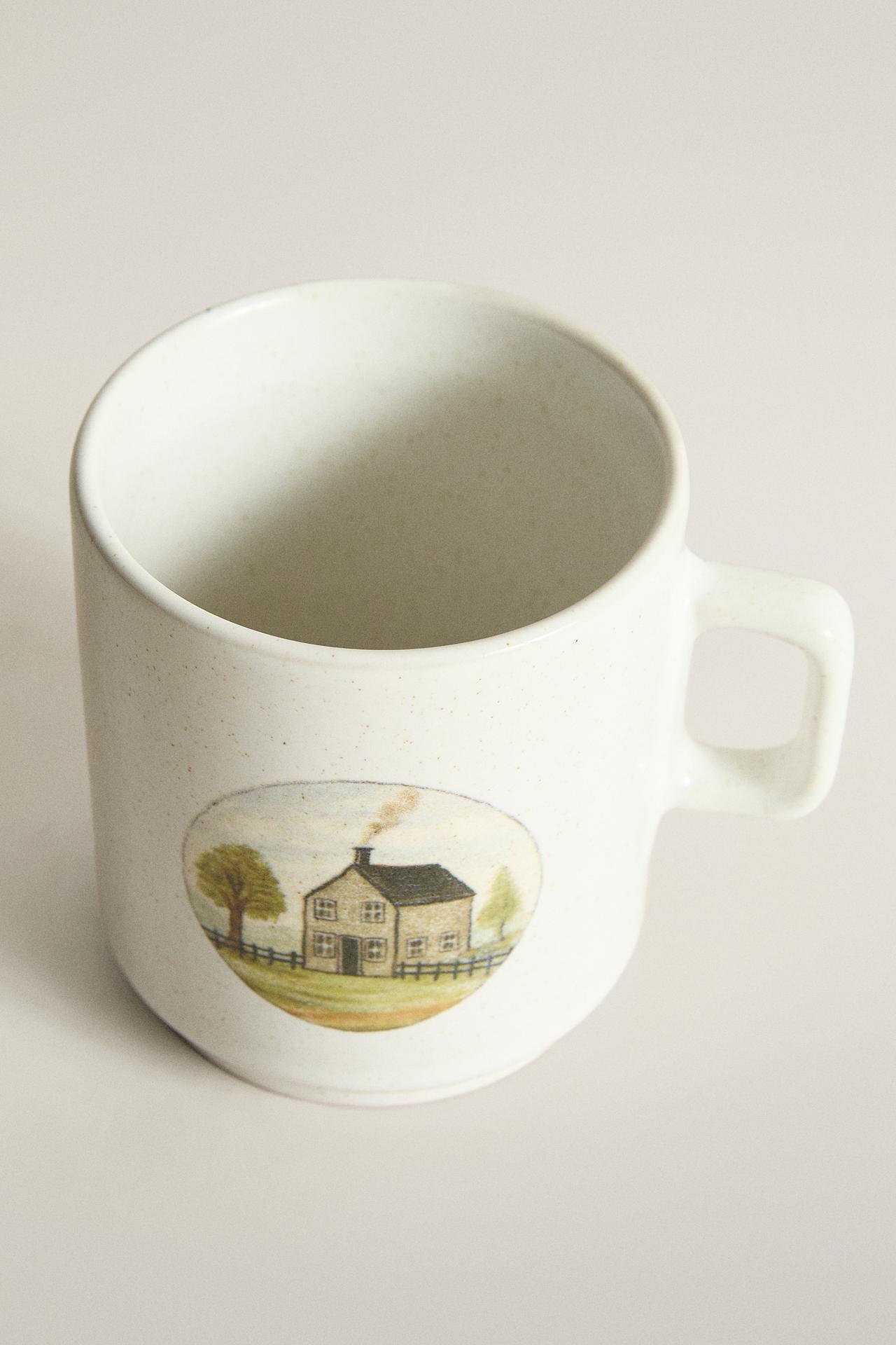 STONEWARE MUG COTTAGE — Blue grey