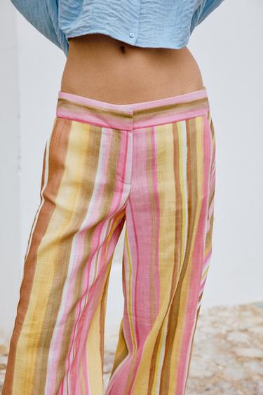 PANTALON LARGE À RAYURES - Multicolore de Zara - Image 3