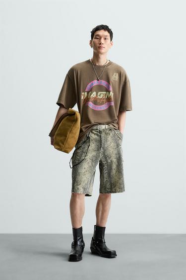 WASHED SWEATSHIRT WITH SLOGANS - Brown by Zara - Image 0