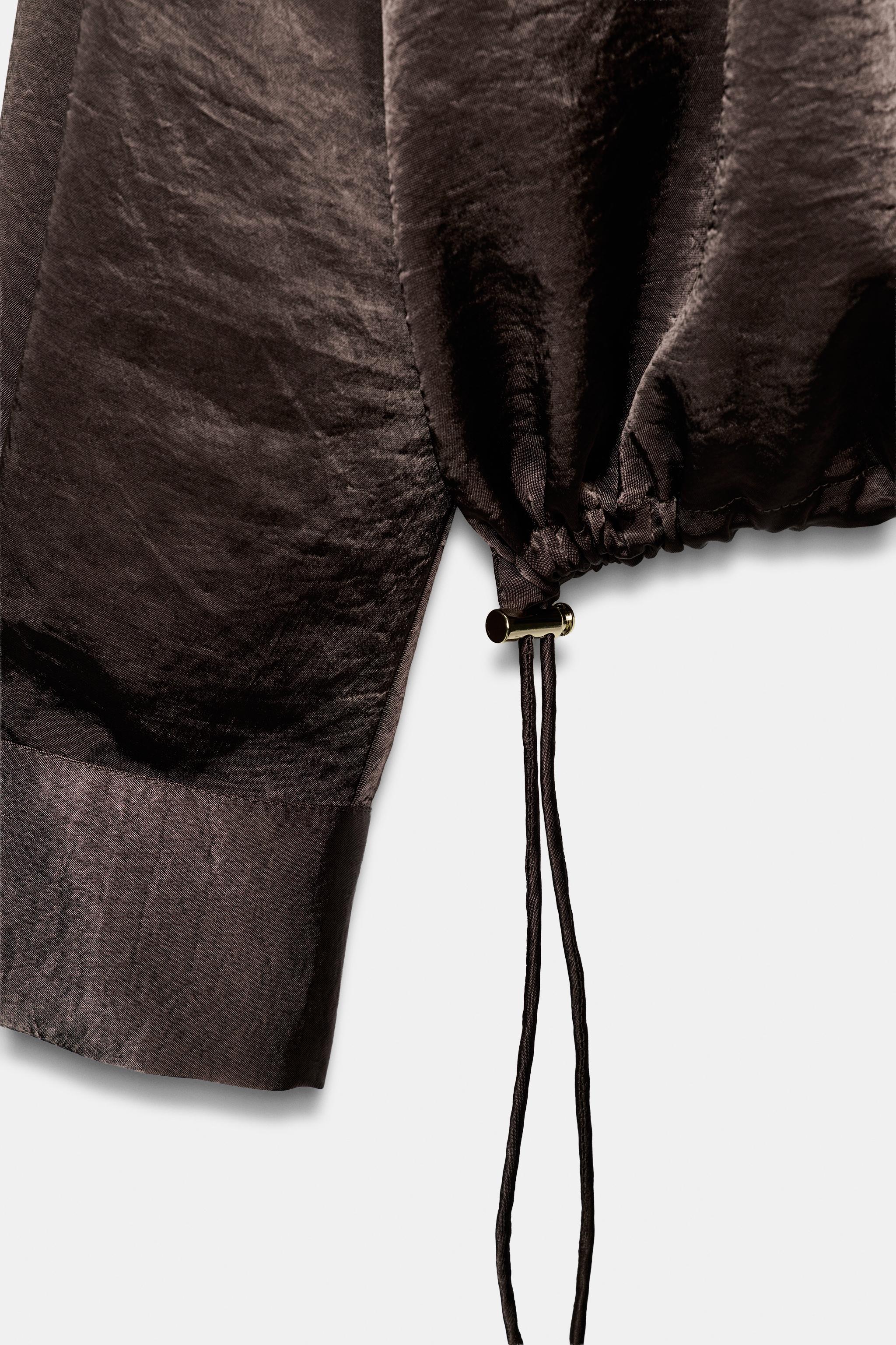 Женские блузки Zara DRAWSTRING SATIN BLOUSE — фото 7