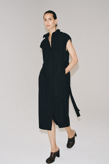 ZW COLLECTION SHIRT DRESS WITH TIES - Black by Zara